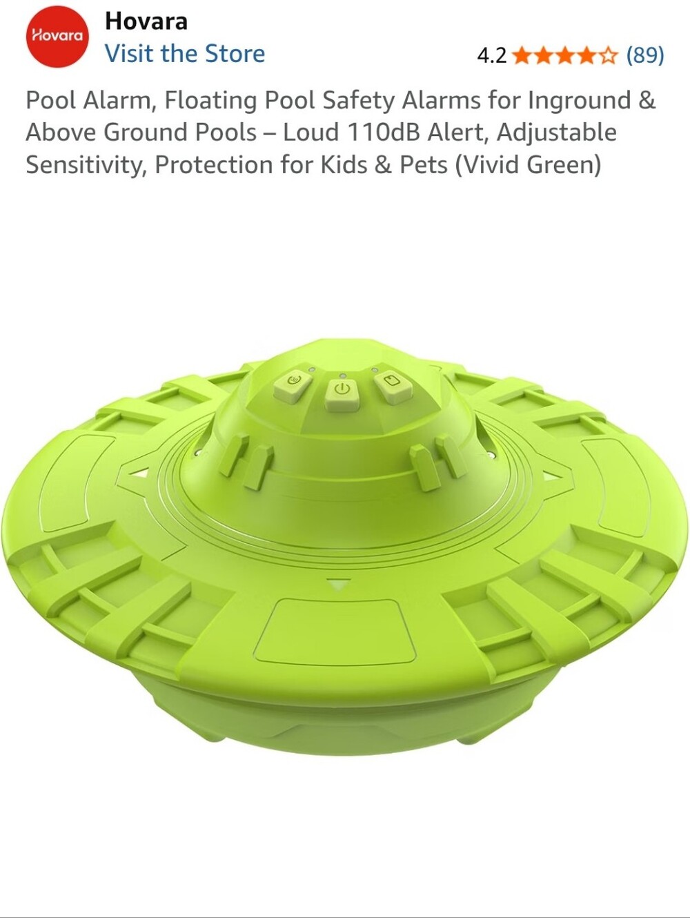 Hovara Vivid Green Floating Pool Alarm
